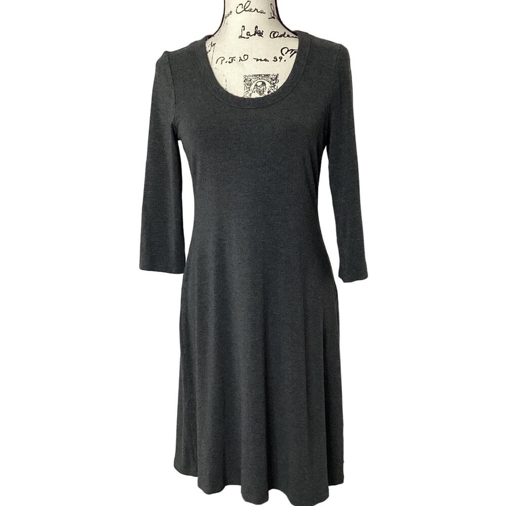 Premise Stretchy Skater Dress Stretchy Rayon 3/4 Sleeve Knee Length Size Large